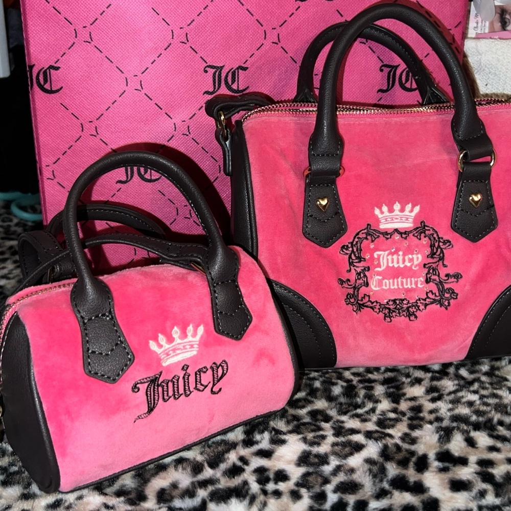Juicy Couture Pink and Black Satchel Set
